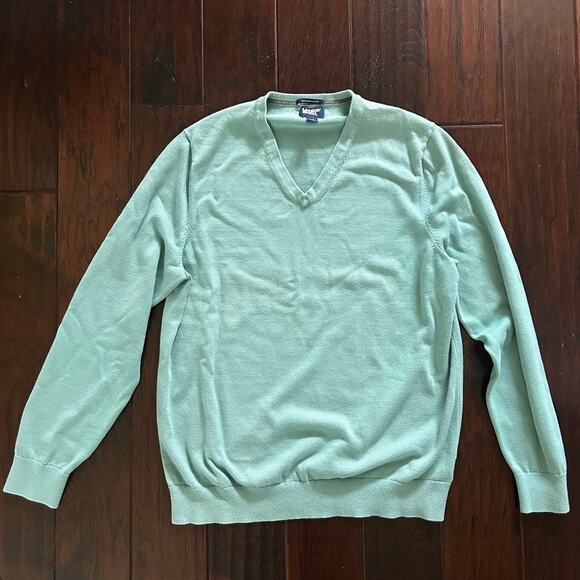 Lands End Light Green 100% Supima Cotton sz L sweater Cozycore Normcore - Picture 1 of 8